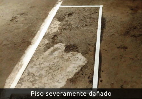 Piso severamente dañado para reparar Piso dañado